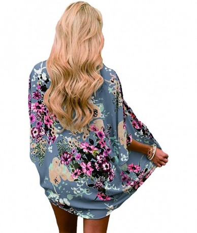 Cover-Ups Women's Cardigan-Sheer Kimono Loose Summer Floral Print Cover Ups - Type 12 - C618SWIQ423 $29.64