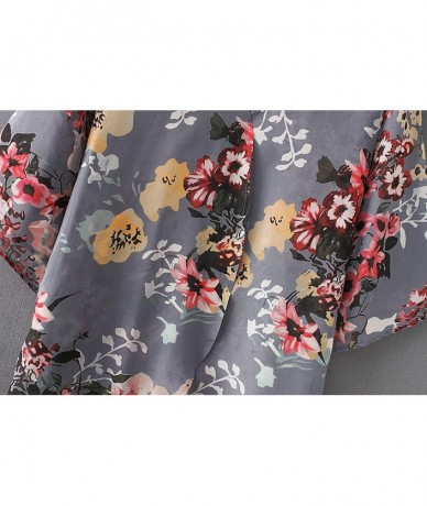 Cover-Ups Women's Cardigan-Sheer Kimono Loose Summer Floral Print Cover Ups - Type 12 - C618SWIQ423 $29.64