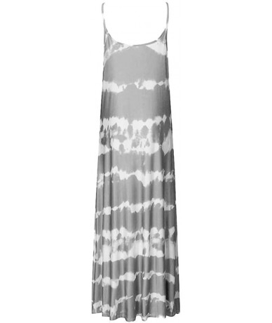 Cover-Ups Womens Dresses Summer Sundress Sleeveless V Neck Tie Dye Gradient Color Loose Maxi Long Dress Tunic Tank Dress Gray...