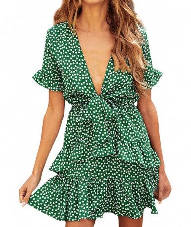 Cover-Ups Women Tunic Tops Dress Lady Outfit Evening Party Mini Dress - Q-green - CY1903NK767 $34.00