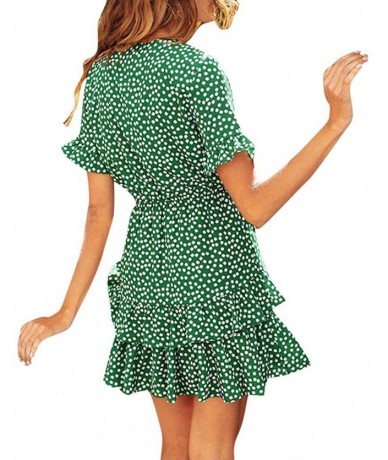 Cover-Ups Women Tunic Tops Dress Lady Outfit Evening Party Mini Dress - Q-green - CY1903NK767 $34.00