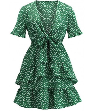 Cover-Ups Women Tunic Tops Dress Lady Outfit Evening Party Mini Dress - Q-green - CY1903NK767 $34.00