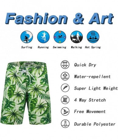 Trunks Men's Quick Dry Swim Trunks Long Palm Beach Board Shorts Bathing Suit - Hwp032 - C818U4ZZM8I $31.57