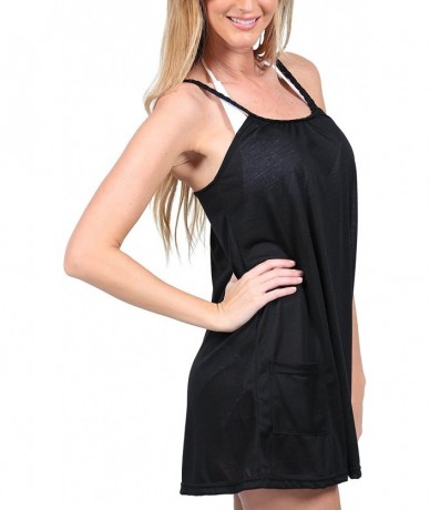 Cover-Ups Rope Dress Summer Beach Short Dress Wear Cover Up Made in USA - Black - CT11JU4YROT $27.72