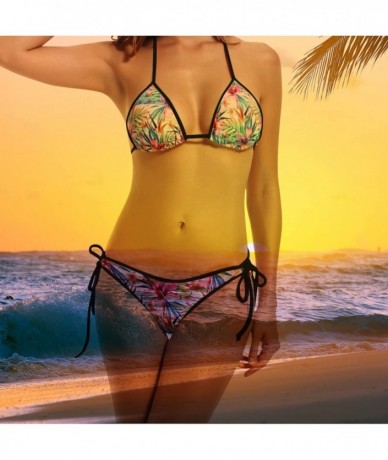 Sets Womens Sexy Reggae Rasta Flag Lion Two Piece Swimsuit Bathing Suit Bikini Set - Black - CS18EICQ88W $47.34