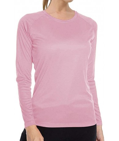 Rash Guards Women's Long Sleeve Shirts Sun Protection Lightweight Hiking UPF 50+ Running Sweatshirts - Pink - CE1985EWLNM $32.84