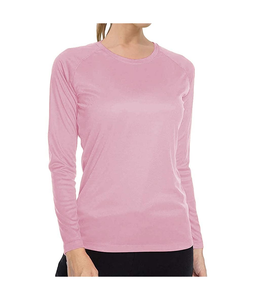 Rash Guards Women's Long Sleeve Shirts Sun Protection Lightweight Hiking UPF 50+ Running Sweatshirts - Pink - CE1985EWLNM $32.84