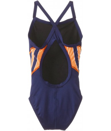 Racing SPORT Girl's Phoenix Splice Diamondfit Swimsuit - Navy/Orange - C111EF3RB75 $82.57