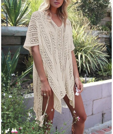 Cover-Ups Womens Loose Swimwear Cover UPS Bikini Swim Beach Wear Cover up Dress - A-beige - CD18OTHKZY9 $36.06