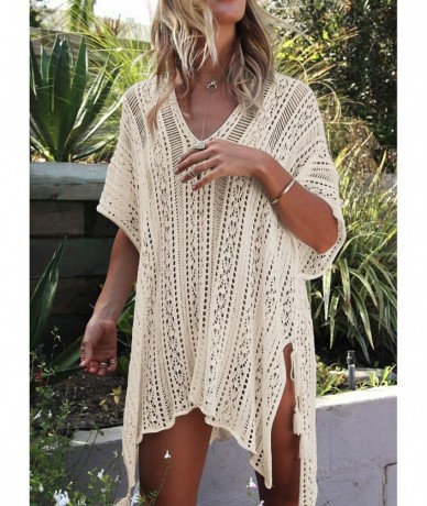 Cover-Ups Womens Loose Swimwear Cover UPS Bikini Swim Beach Wear Cover up Dress - A-beige - CD18OTHKZY9 $36.06