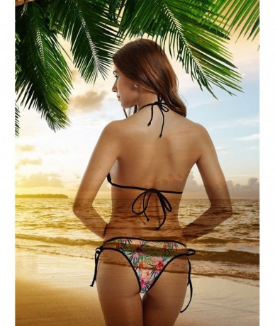 Sets Womens Sexy Reggae Rasta Flag Lion Two Piece Swimsuit Bathing Suit Bikini Set - Black - CS18EICQ88W $47.34