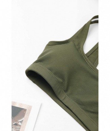 Sets Women's Crop Top High Waisted Cheeky Bikini Set Two Piece Swimsuits - 05 - Army Green - CF1952G556O $38.69