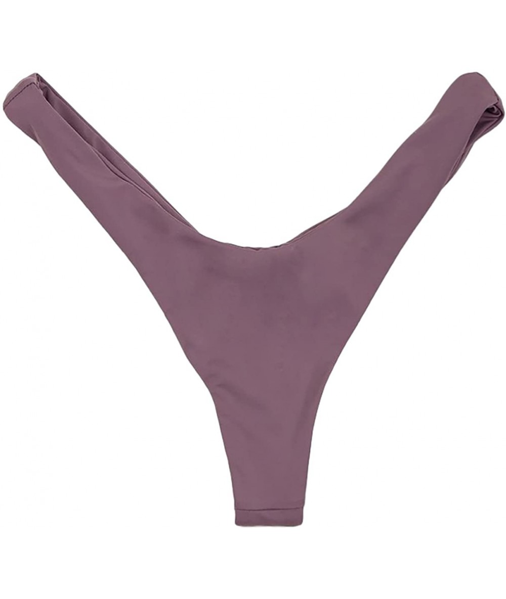 Tankinis Women's Seamless Hi Leg Thong Bottom - Purple Haze - C318CY3MRA4 $42.79