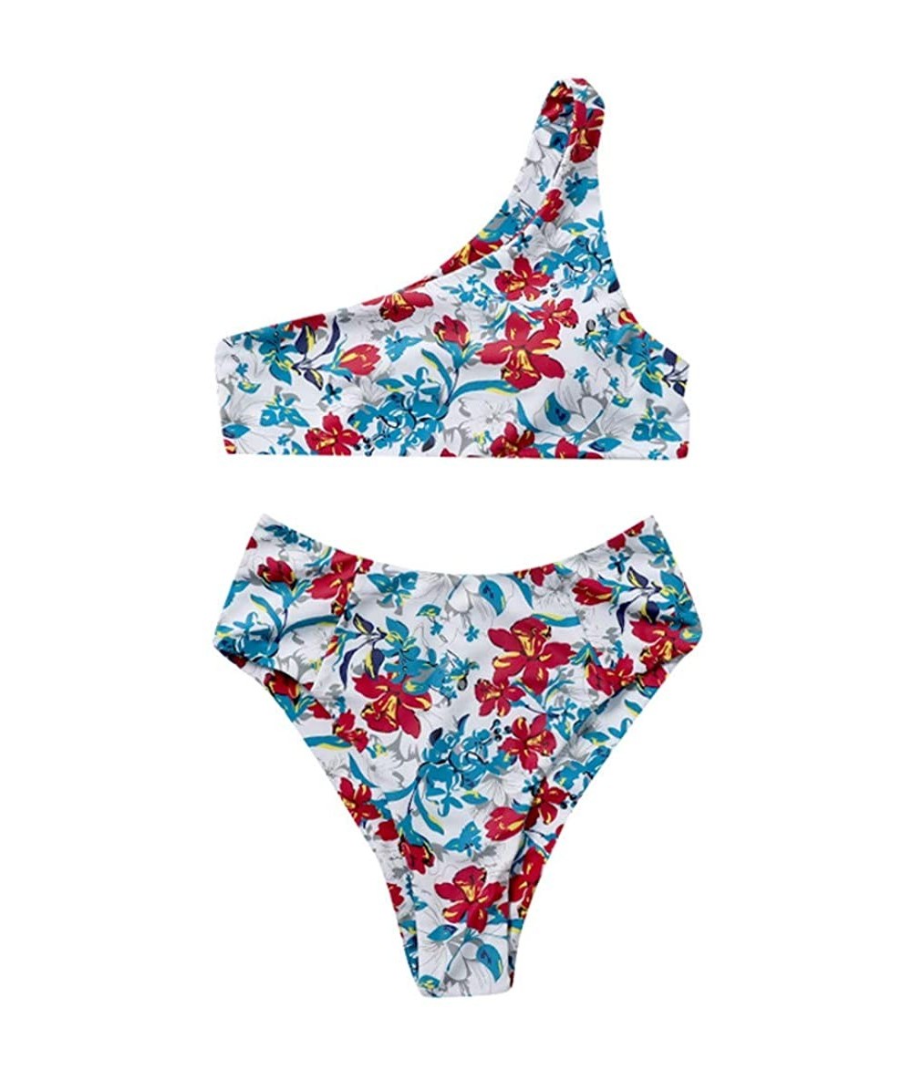 Sets Swimwear for Womens- Sexy Print Leaves Push-Up Two Piece Padded Bathing Swimsuit Beachwear Sets Bikini - Blue - C718OS04...