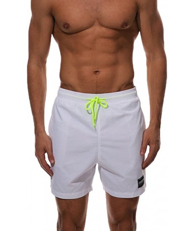 Board Shorts Running Shorts Men-Swimwear Hawaii Summer Surfing Sports Plus Size Beach Pants for Men Boardshort Trunks - White...