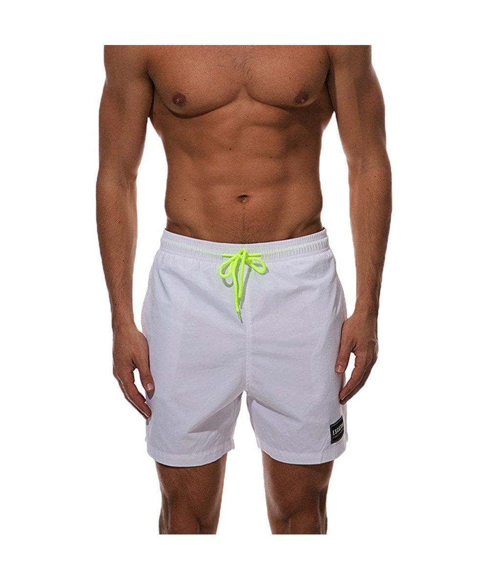 Board Shorts Running Shorts Men-Swimwear Hawaii Summer Surfing Sports Plus Size Beach Pants for Men Boardshort Trunks - White...