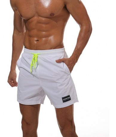 Board Shorts Running Shorts Men-Swimwear Hawaii Summer Surfing Sports Plus Size Beach Pants for Men Boardshort Trunks - White...