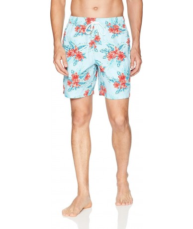 Trunks Men's 7" Inseam Swim Trunk - Blue Floral - CI188WS43UM $44.64