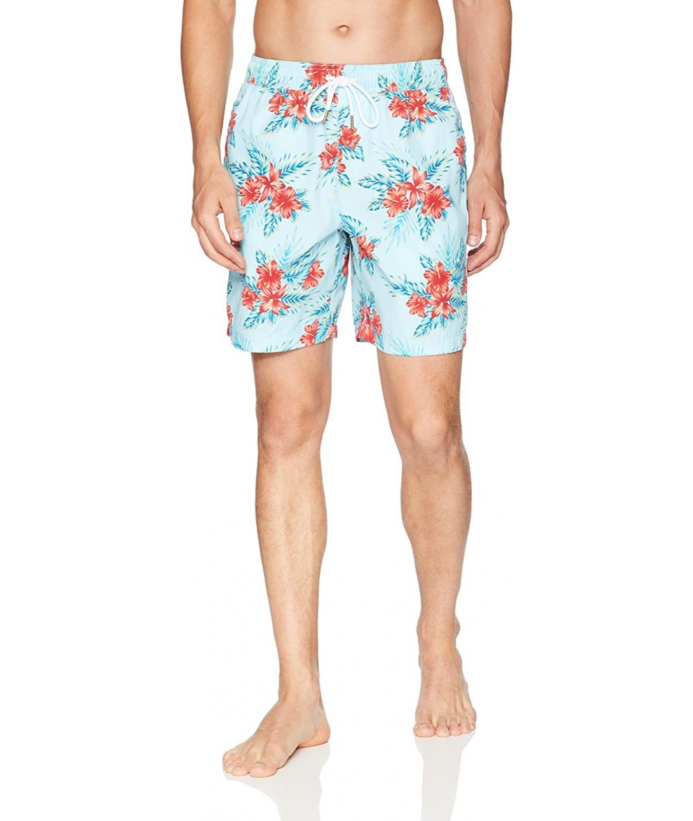 Trunks Men's 7" Inseam Swim Trunk - Blue Floral - CI188WS43UM $44.64