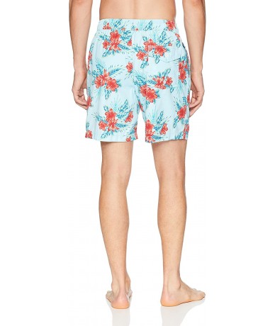 Trunks Men's 7" Inseam Swim Trunk - Blue Floral - CI188WS43UM $44.64