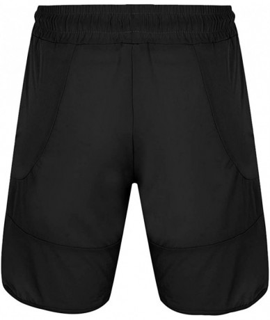 Rash Guards Men's Workout Running Shorts Elastic Waist Quick Dry Gym Athletic Jogger Short Pants with Pockets - Black - C1194...