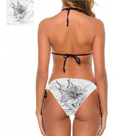 Sets Bikini Bathing Suits Women's Sexy Halter Padding Pencil Drawing Angels - Multi 01 - C5190EZG9A6 $77.00