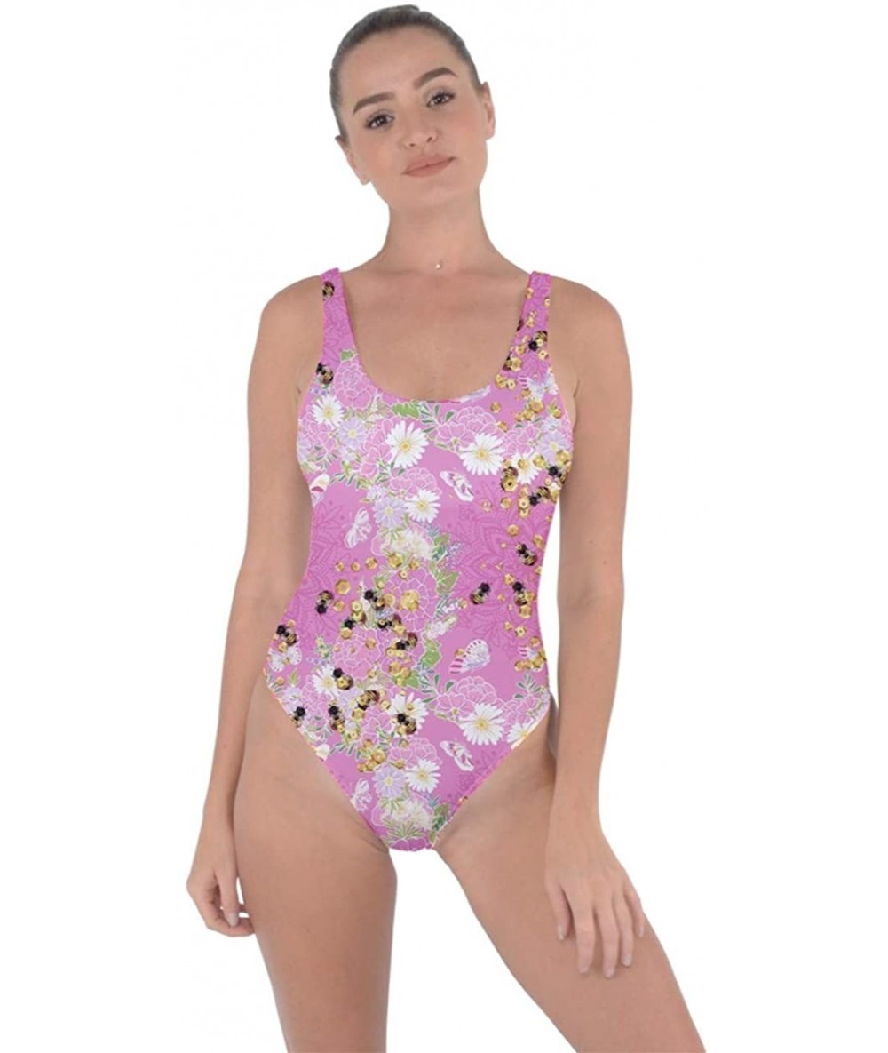 One-Pieces Womens Summer One Piece Bee Honeycombs Honey Insect Bring Sexy Back Swimsuit- XS-3XL - Pink - CJ18RUA9IK6 $41.57