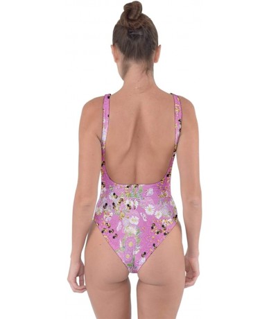 One-Pieces Womens Summer One Piece Bee Honeycombs Honey Insect Bring Sexy Back Swimsuit- XS-3XL - Pink - CJ18RUA9IK6 $41.57