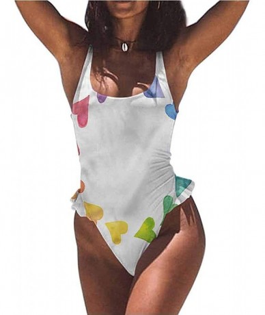 Bottoms Bikini Rainbow- Cute Unicorns on The Sky and Fully Functional - Multi 13-one-piece Swimsuit - CX19E6ALQ23 $83.86