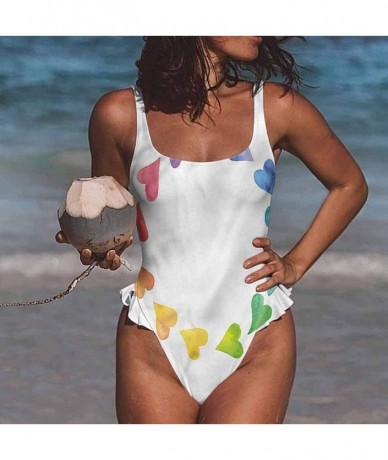 Bottoms Bikini Rainbow- Cute Unicorns on The Sky and Fully Functional - Multi 13-one-piece Swimsuit - CX19E6ALQ23 $83.86