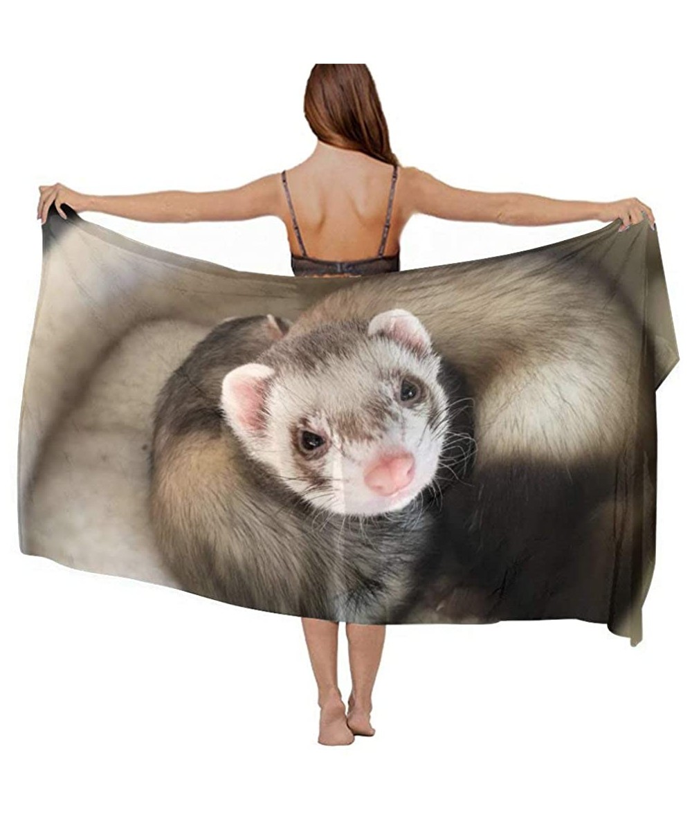 Cover-Ups Women Fashion Shawl Wrap Summer Vacation Beach Towels Swimsuit Cover Up - Special Cute Ferret - CN190TT347O $45.57