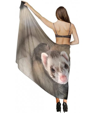 Cover-Ups Women Fashion Shawl Wrap Summer Vacation Beach Towels Swimsuit Cover Up - Special Cute Ferret - CN190TT347O $45.57