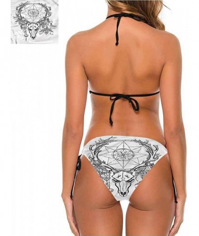 Bottoms Bikini Bathing Suits Women's Sexy Halter Padding Pencil Drawing Angels - Multi 13 - CY190EXKZGK $76.39