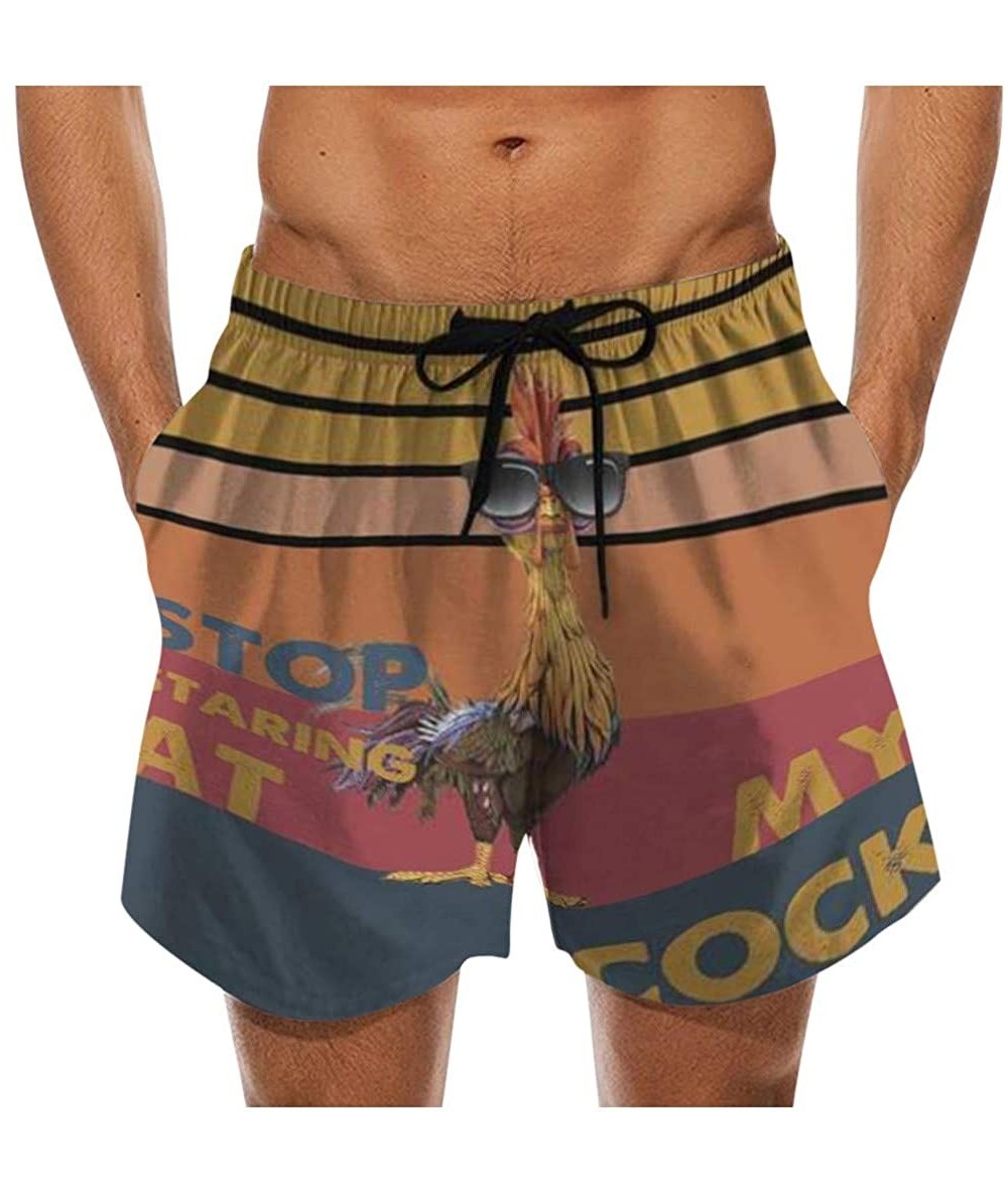 Board Shorts Men's Funny Swim Trunks Quick Dry Beach Shorts with Pockets - Stop Staring at My Cock - 16 - C619DHR8YNL $26.22