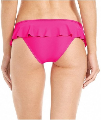 Bottoms Women's Smoothies Lily Solid Mid Coverage Ruffle Bikini Bottom Swimsuit - Flamingo Pink - CO186UIS7WG $28.67