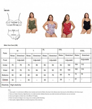 Sets Plus Size Swimwear Molded Cup Pleat Detail High Waist Bikini Swimsuit for Women - Green - CB18NAC4YIU $56.22