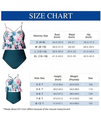 Sets Girls Two Pieces Swimsuit for Women High Waisted Bikini Set Mommy and Me Bathing Suits Family Matching Swimwear - Pinkfl...