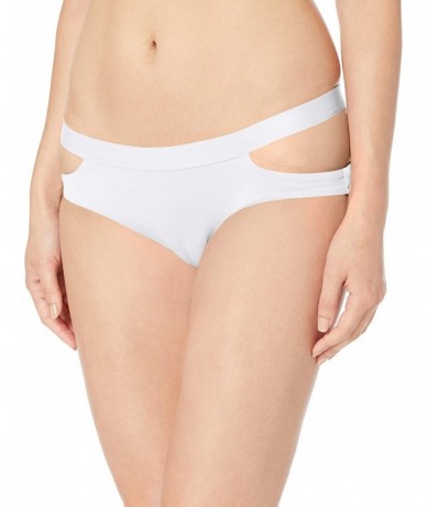 Bottoms Women's Active Split Band Hipster Full Coverage Bikini Bottom Swimsuit - Active White - C518T9A9H4W $47.94