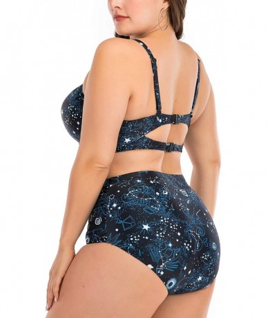 One-Pieces Women's Plus Size Chic Two Pieces/One Piece Swimsuit Cute Modest Bathing Suit - Navy Floral - CF190RIMQ4H $50.33