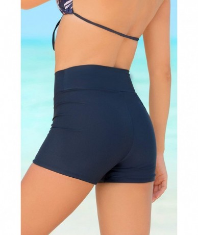 Tankinis Swim Shorts for Women - High-Waisted Slimming Fit Tummy Tuk Control Blue - C718AH5KTI5 $49.06