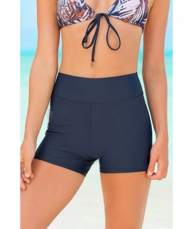 Tankinis Swim Shorts for Women - High-Waisted Slimming Fit Tummy Tuk Control Blue - C718AH5KTI5 $49.06