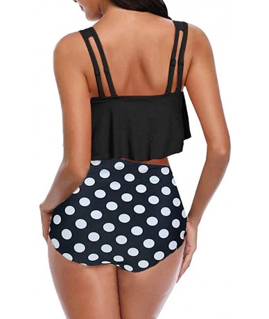 Sets Swimsuits for Women Two Pieces Bathing Suits Top Ruffled Racerback High Waisted Bottom Tankini Set Swimwear Black04 - CH...