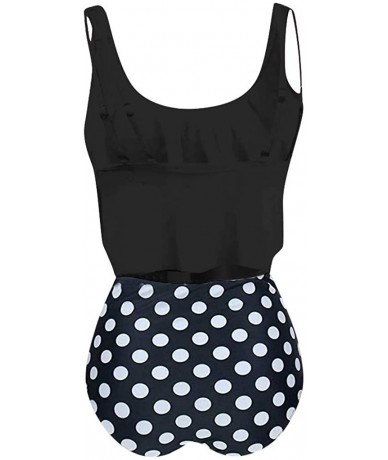 Sets Swimsuits for Women Two Pieces Bathing Suits Top Ruffled Racerback High Waisted Bottom Tankini Set Swimwear Black04 - CH...