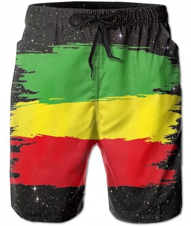 Board Shorts Grunge Rasta Flag Men's Fashion High Waist Beach Shorts - White - CF18E43HQ5Z $35.77