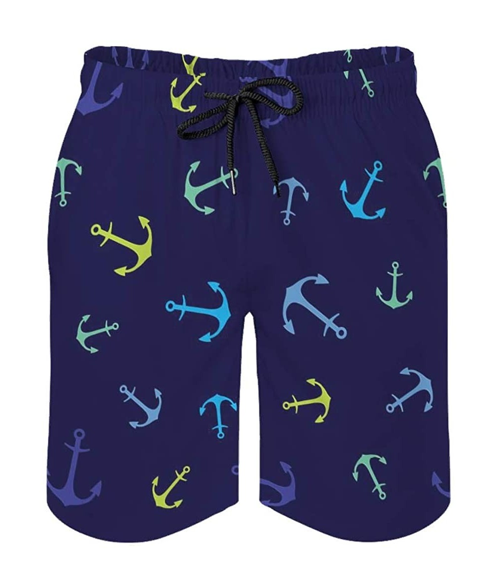 Board Shorts Men's Swim Trunks Vintage Sea Adventure Print Creative 3D Board Shorts with Pockets - White4 - CP19DYRSIIN $35.60