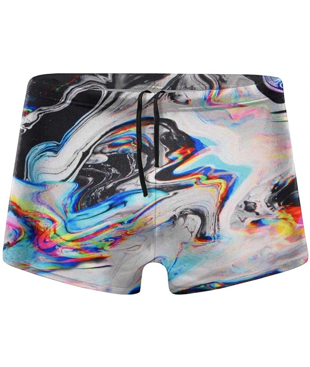 Racing Men's Swim Trunks Colorful Gouache Quick Dry Boxer Trunks Low Rise Bikini Briefs - C419E8QXXR6 $48.64