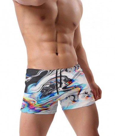 Racing Men's Swim Trunks Colorful Gouache Quick Dry Boxer Trunks Low Rise Bikini Briefs - C419E8QXXR6 $48.64