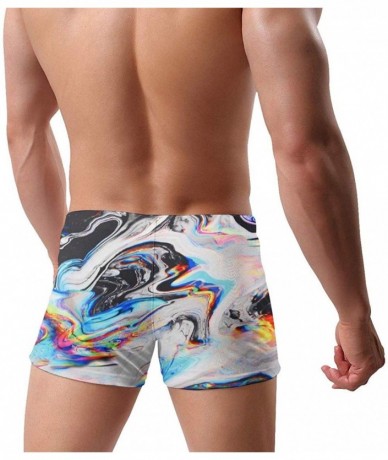 Racing Men's Swim Trunks Colorful Gouache Quick Dry Boxer Trunks Low Rise Bikini Briefs - C419E8QXXR6 $48.64