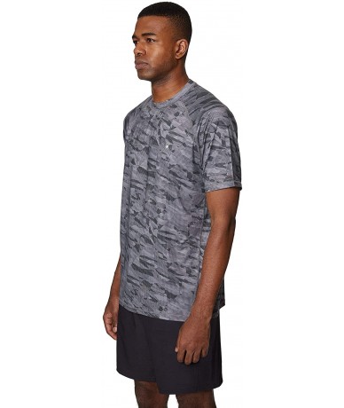 Rash Guards Men's Digital Camo Short Sleeve Rashguard - Dark Grey - CK195IL7Z6W $63.56