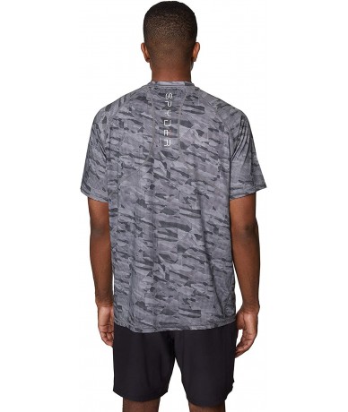 Rash Guards Men's Digital Camo Short Sleeve Rashguard - Dark Grey - CK195IL7Z6W $63.56